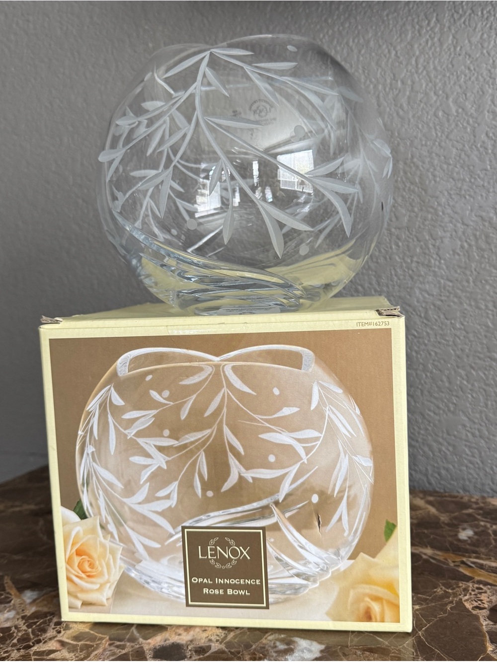 Lenox Opal Innocence Crystal 8” Rose Bowl With Original Box